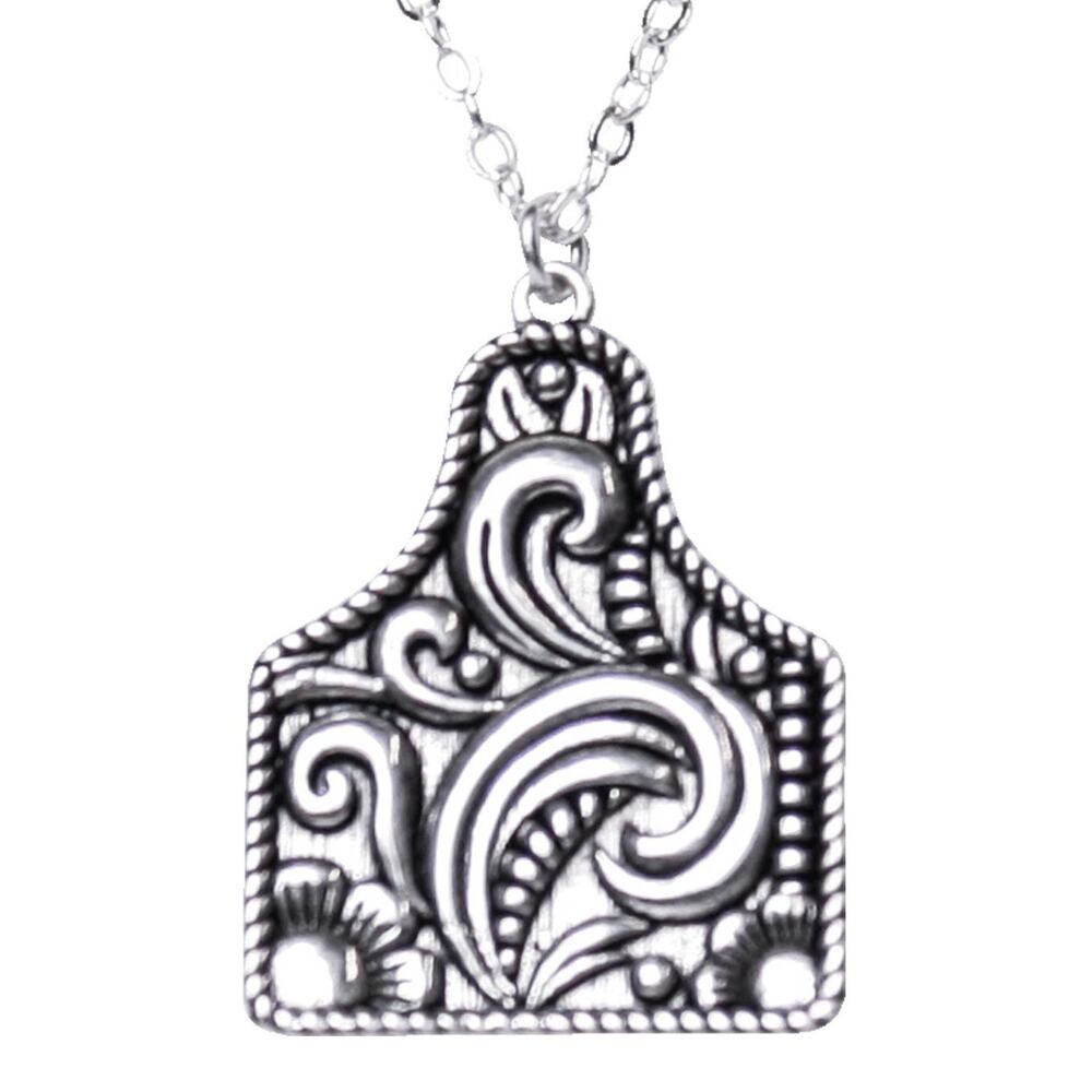 925 Sterling Silver Cattle Tag Necklace